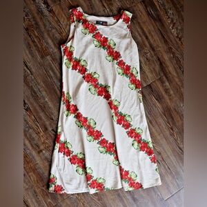 Hilo Hattie 100% Silk Hawaiian Tropical Hibiscus Maxi Dress Sleeveless Medium